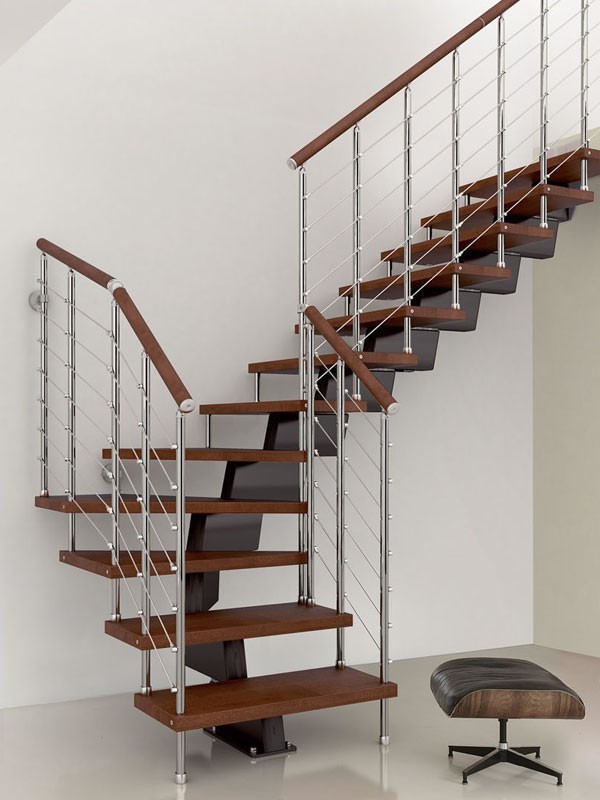 bespoke staircases wooden treads metal wire railings