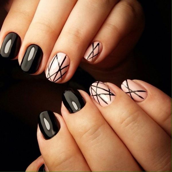 black nail art ideas manicure design accent nail decoration