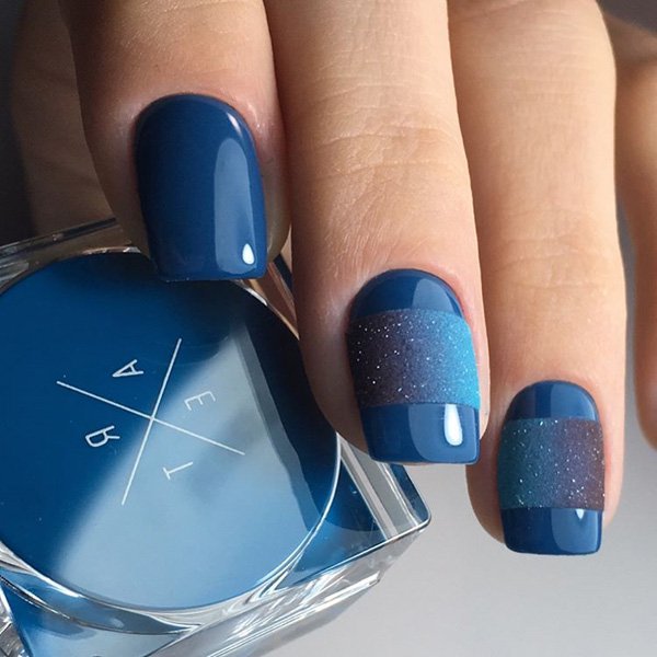 blue chrome nails solid color nail art ideas