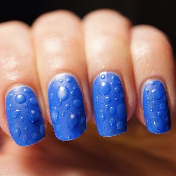 blue manicure water drop nail art