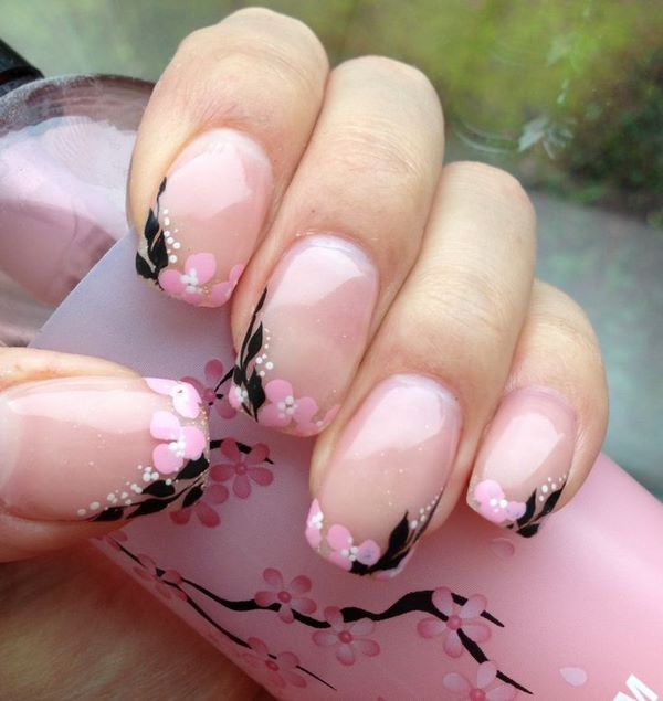 cherry blossom nails french manicure ideas