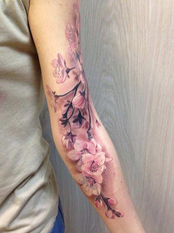sakura sleeve tattoo for women