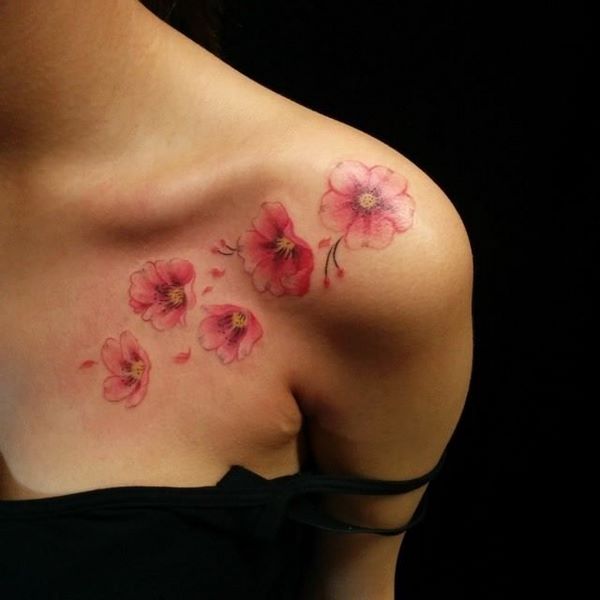 clavicle tattoo sakura amazing tattoos for women