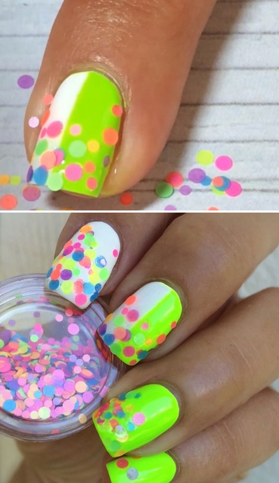 cool-neon-confetti-easy-nail-art-designs-for-short-nails