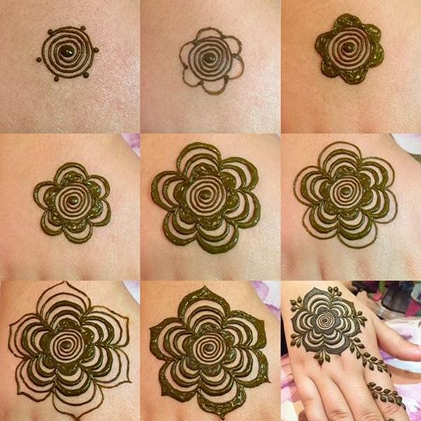 easy henna tattoo designs spiral flower