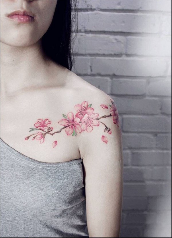 elegant flower tattoo sakura motif