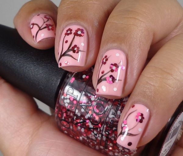 floral nail art cherry blossom nails