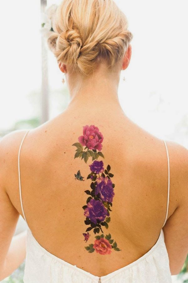 flower tattoo design ideas spine women