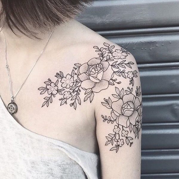 flower tattoos dotwork short sleeve design ideas