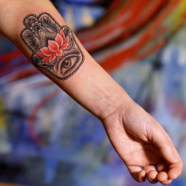 hamsa and lotus tattoo design ideas