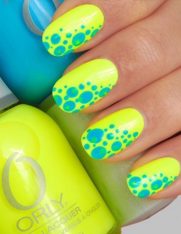 how to decorate neon nails waterdrop pattern