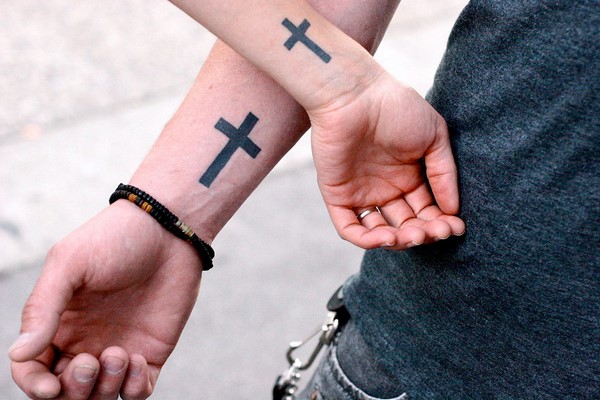 latin cross simple religious tattoos