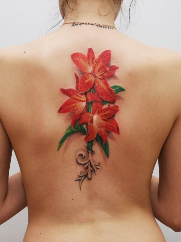 lilly back tattoo womens tattoo ideas