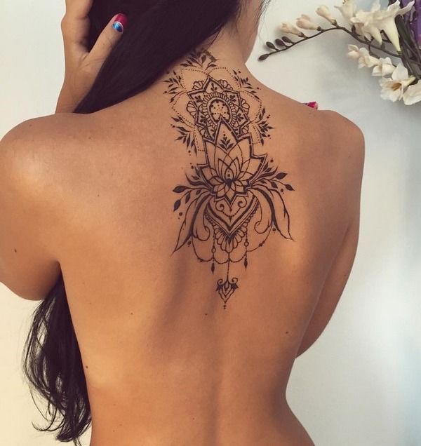 lotus henna tattoos ideas neck back