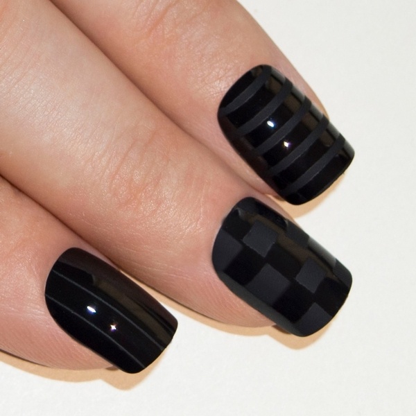 matte black french manicure design ideas