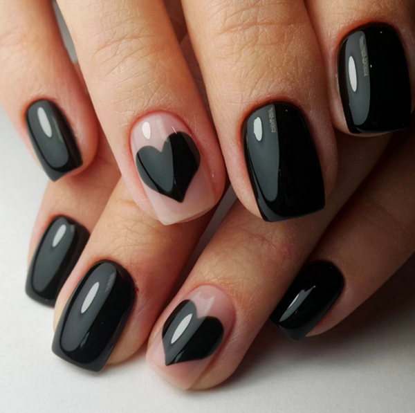 nail design ideas black negative space nails