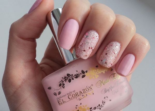 pastel colors nail art ideas pink and glitter