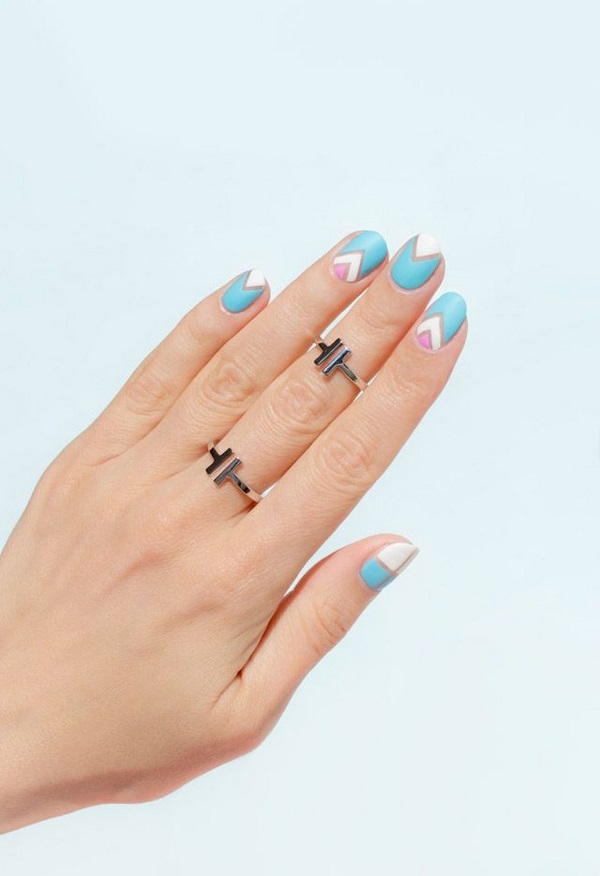 pastel nails geometric pattern nail art