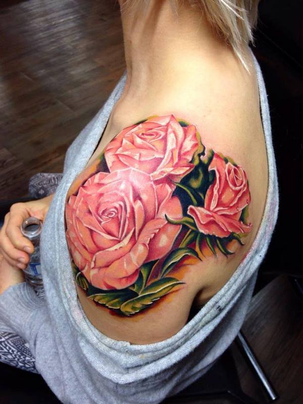 red roses tattoo for women