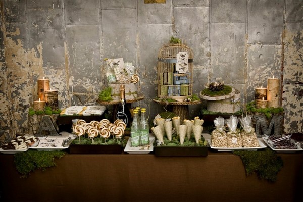 rustic bridal party ideas buffet table