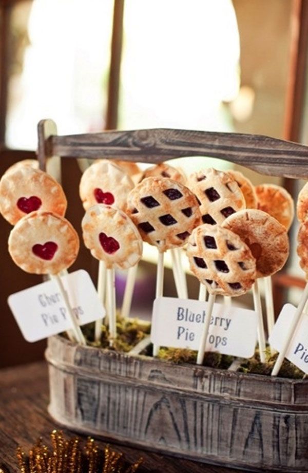 rustic style bridal party pie pops bar ideas