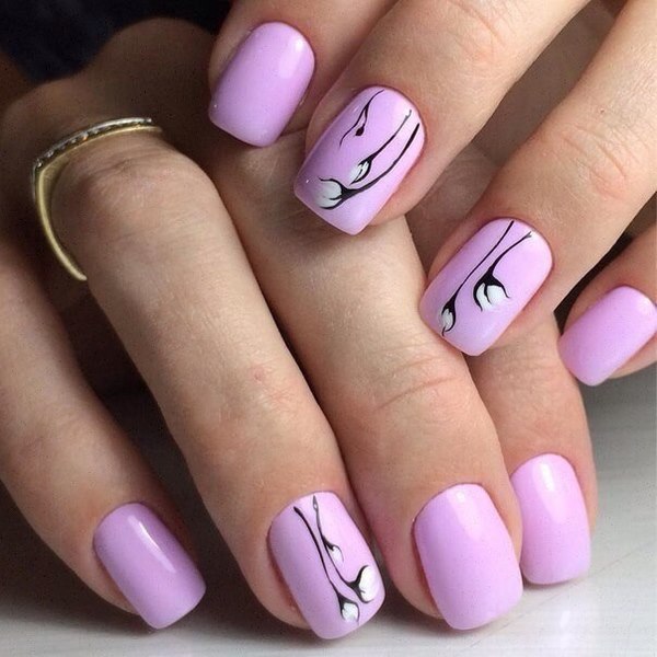 stylish pastel manicure floral nail art