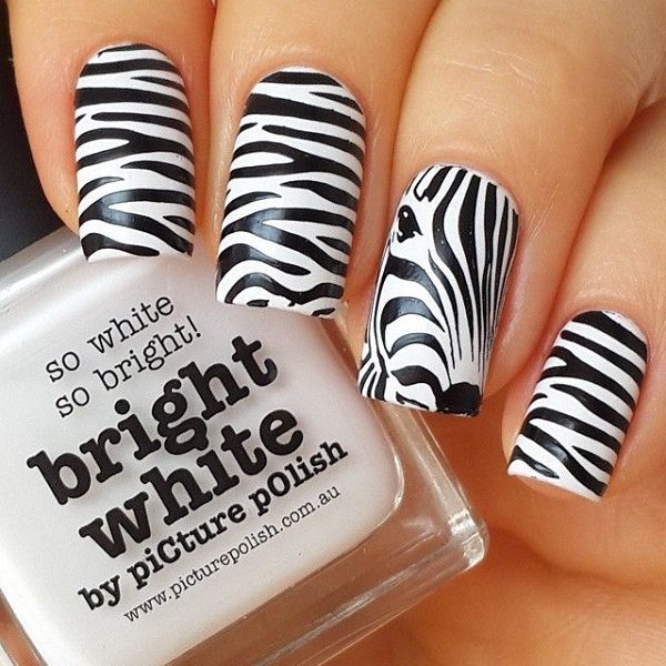 unique nail designs zebra pattern