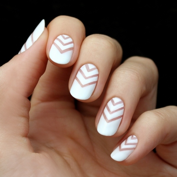 white geometric nails negative space manicure
