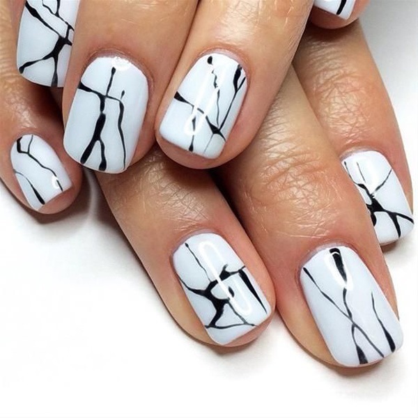 white marble nail art stylish manicure