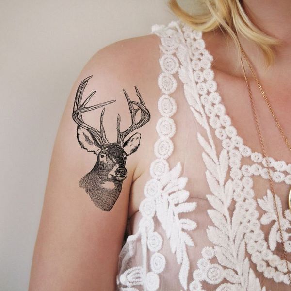 womens tattoo vintage deer tattoo