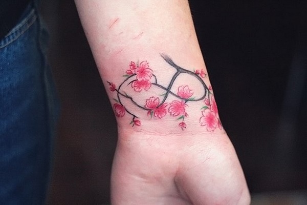wrist tattoo sakura cherry blossoms
