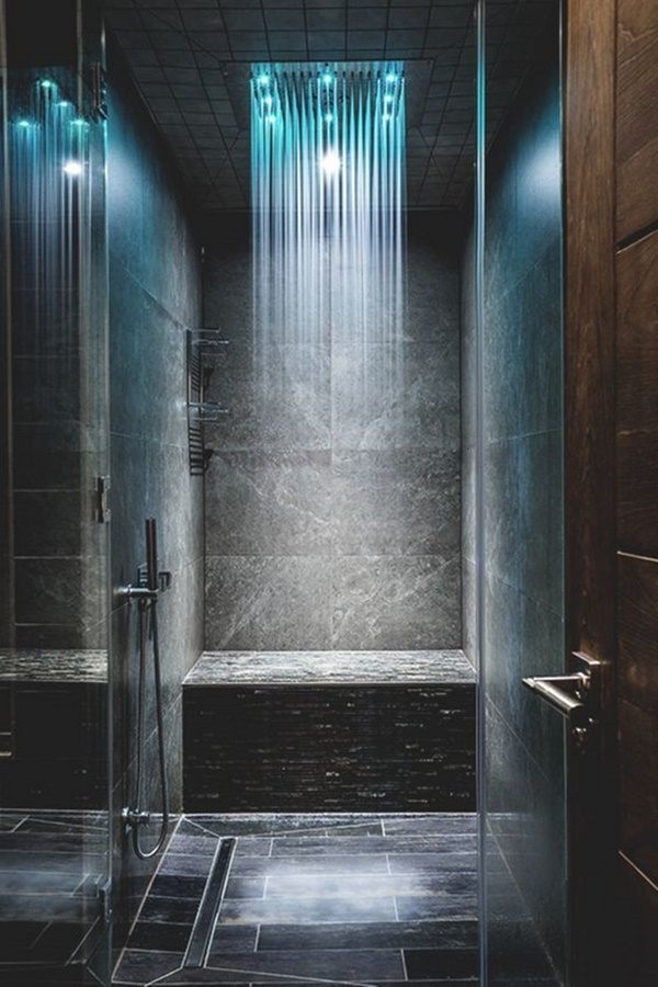 LED rain shower head bathroom ideas walk in shower