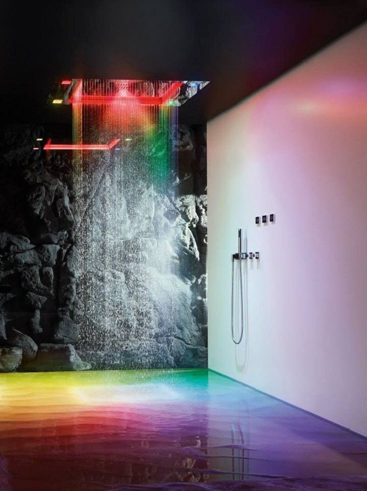 Rain shower head LED lighting modern bathroom ideas