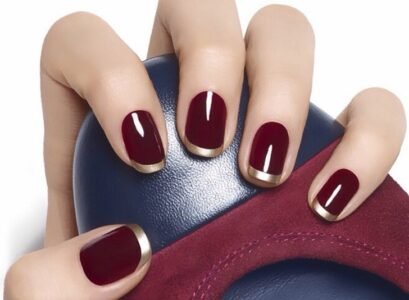 awesome-french-nails-ideas-burgundy-and-gold