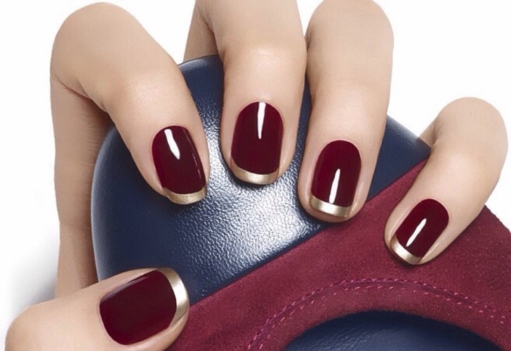 19 top Burgundy Nails with Gold Glitter ideas in 2024