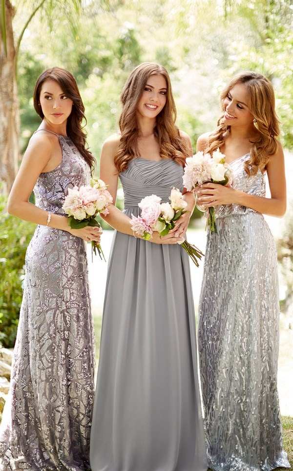 awesome metallics silver gray bridesmaids dresses