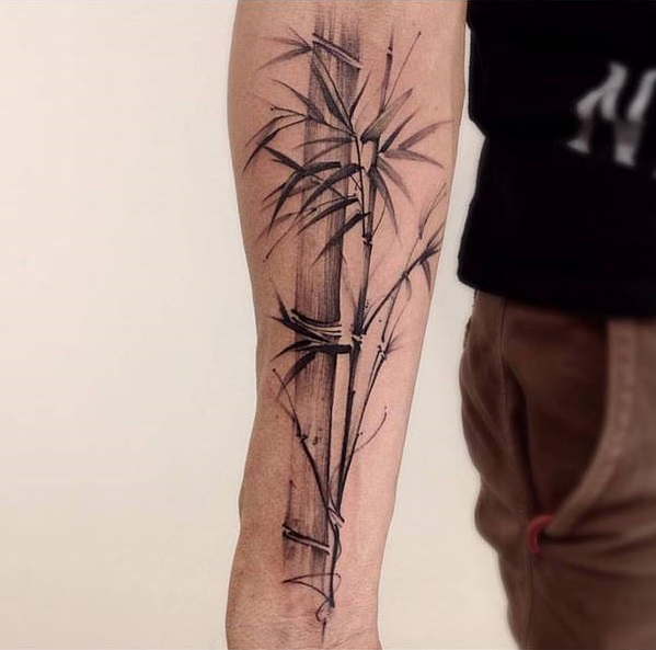 bamboo tattoo on forearm Japanese style designs for men
