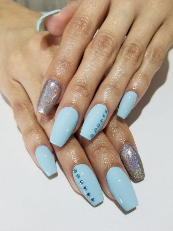 blue nail art ballerina nails
