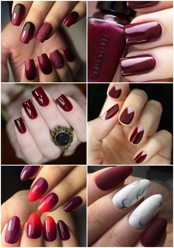 burgundy red nail design ideas stylish dark red manicure