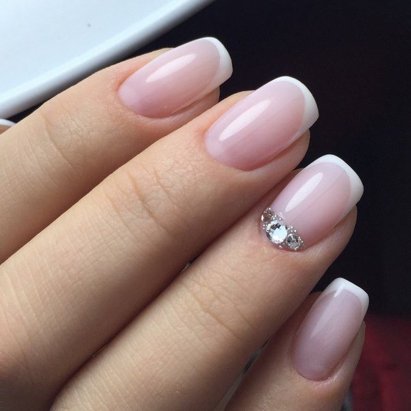 elegant nail designs with rhinestones French manicure ideas