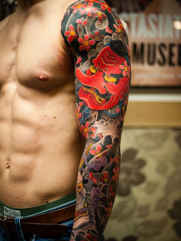 hannya japanese sleeve tattoos for men
