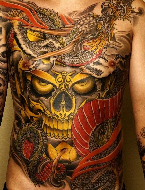 japanese skull tattoo design