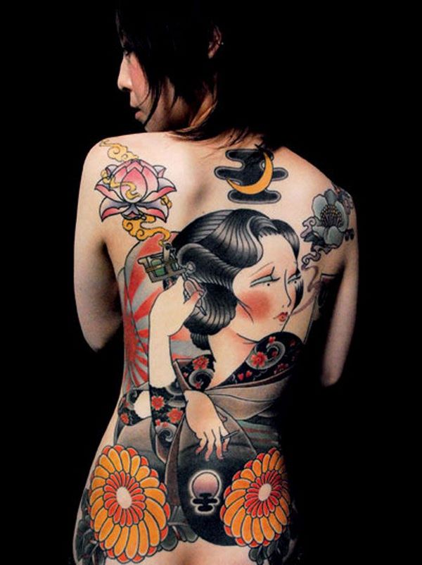 japanese tattoo designs geisha tattoo on back