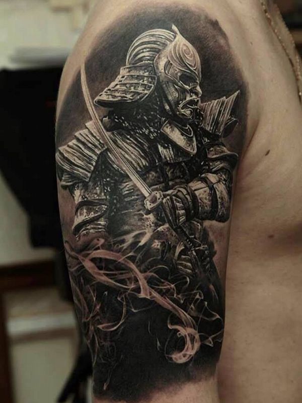japanese tattoo samurai warrior short sleeve