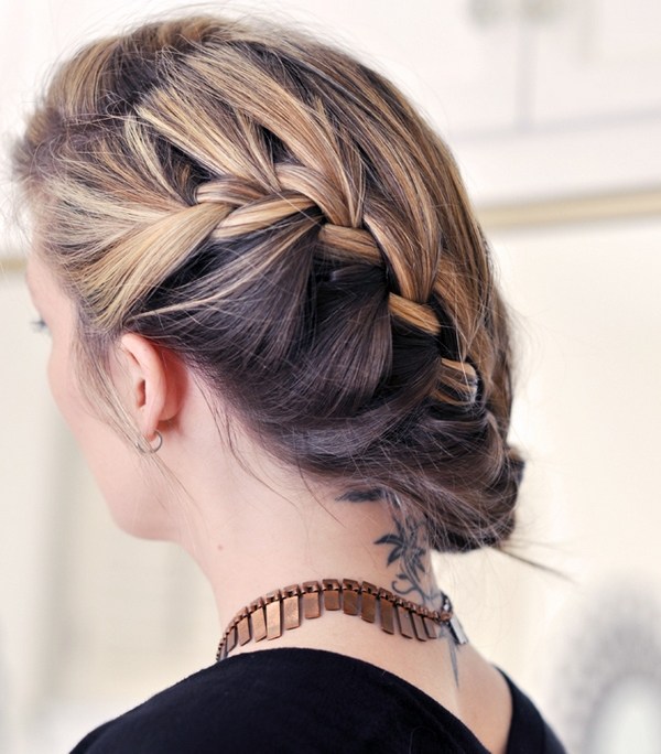 low side french braid hairstyle