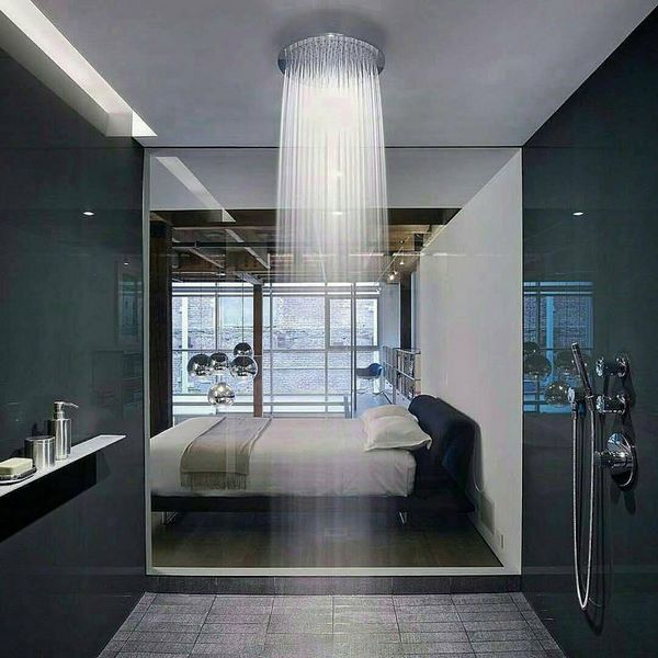 master bathroom design with rainfall shower head