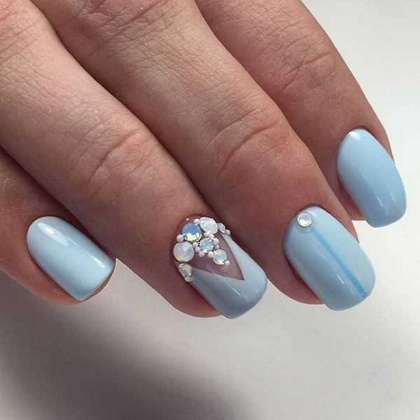nail designs for short nails blue manicure pastel colors
