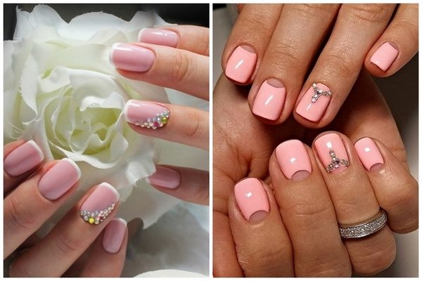 nail designs with rhinestones for French manicure