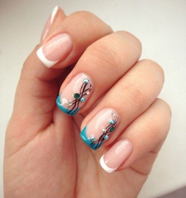 nail designs with rhinestones french manicure 