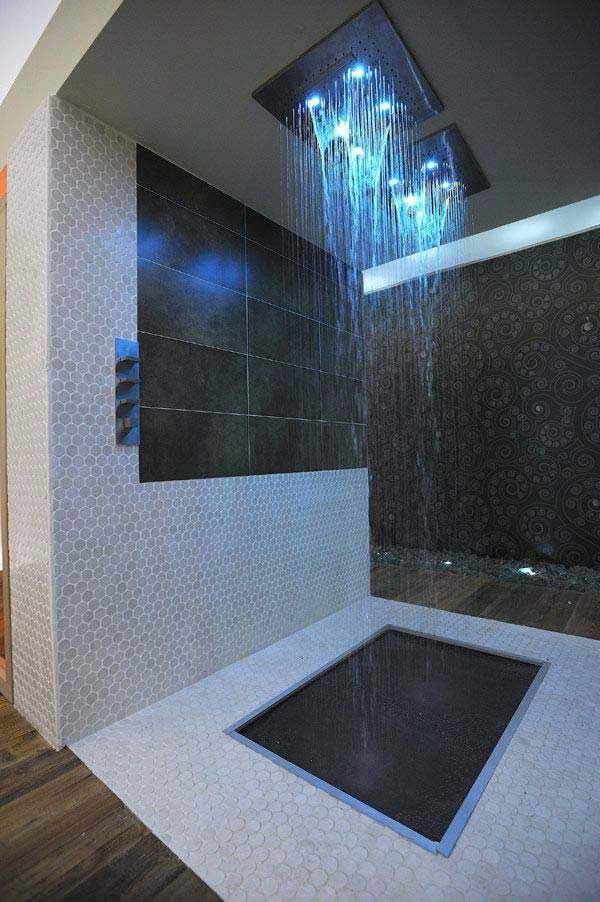 rain showers with lighting contemporary bathroom ideas